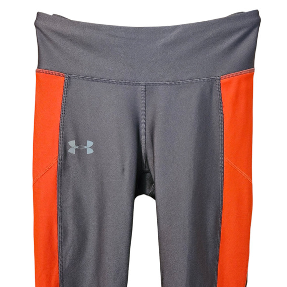 Under Armour Capri Workout Leggings Grey Orange Women's Small - Picture 3 of 7